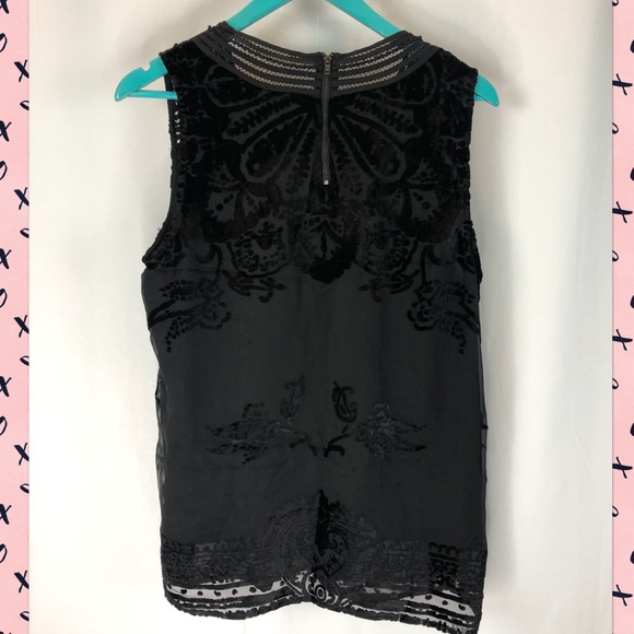 Anthropologie Meadow Rue Black Lace Tank Sz Large - Picture 3 of 6